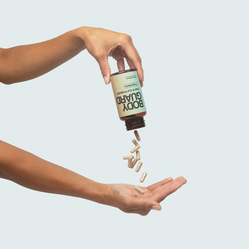 Bodyguard Liver Detox & Gut Health, Setria Glutathione 250mg, Master Antioxidant, Post-Celebration Formula, Red Flush Support, Vegan, Gluten Free, Made in USA, 4 Ingredients, 60 Capsules