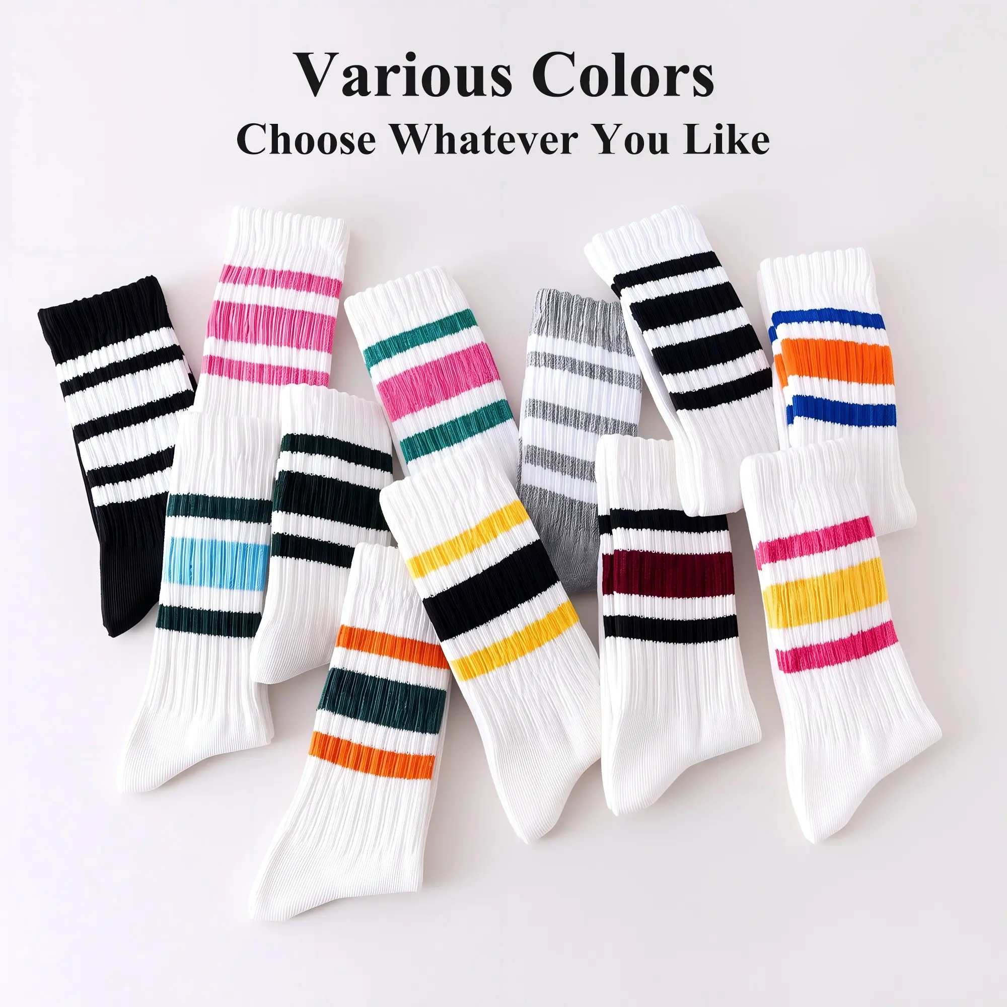 Zoe Cubby 6-Pair Modern Retro Crew Socks, Breathable Combed Cotton Activewear with Seamless Toe & Rib Cuffs, Spandex Stretch Sports Clothes for Men (9-12) & Women, All Season Menswear Athletic Socks Pack