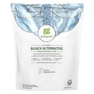 Grab Green Bleach Alternative, Powder Detergent Pods, Fragrance Free, 60 Loads, 1 lb 15.7 oz (900 g)