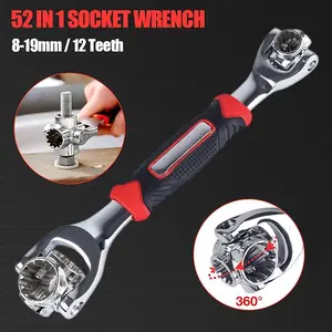 52 in 1 Multifunctional Socket Wrench, 360 Degree Rotating Head, Swivel Socket Set, Combination Wrench Set, Universal Double-Ended Tool for Home & Car Repair