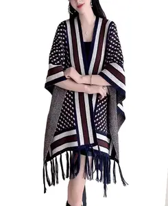 Autumn and winter travel shawl wrap front open poncho, cardigan cardigan sweater