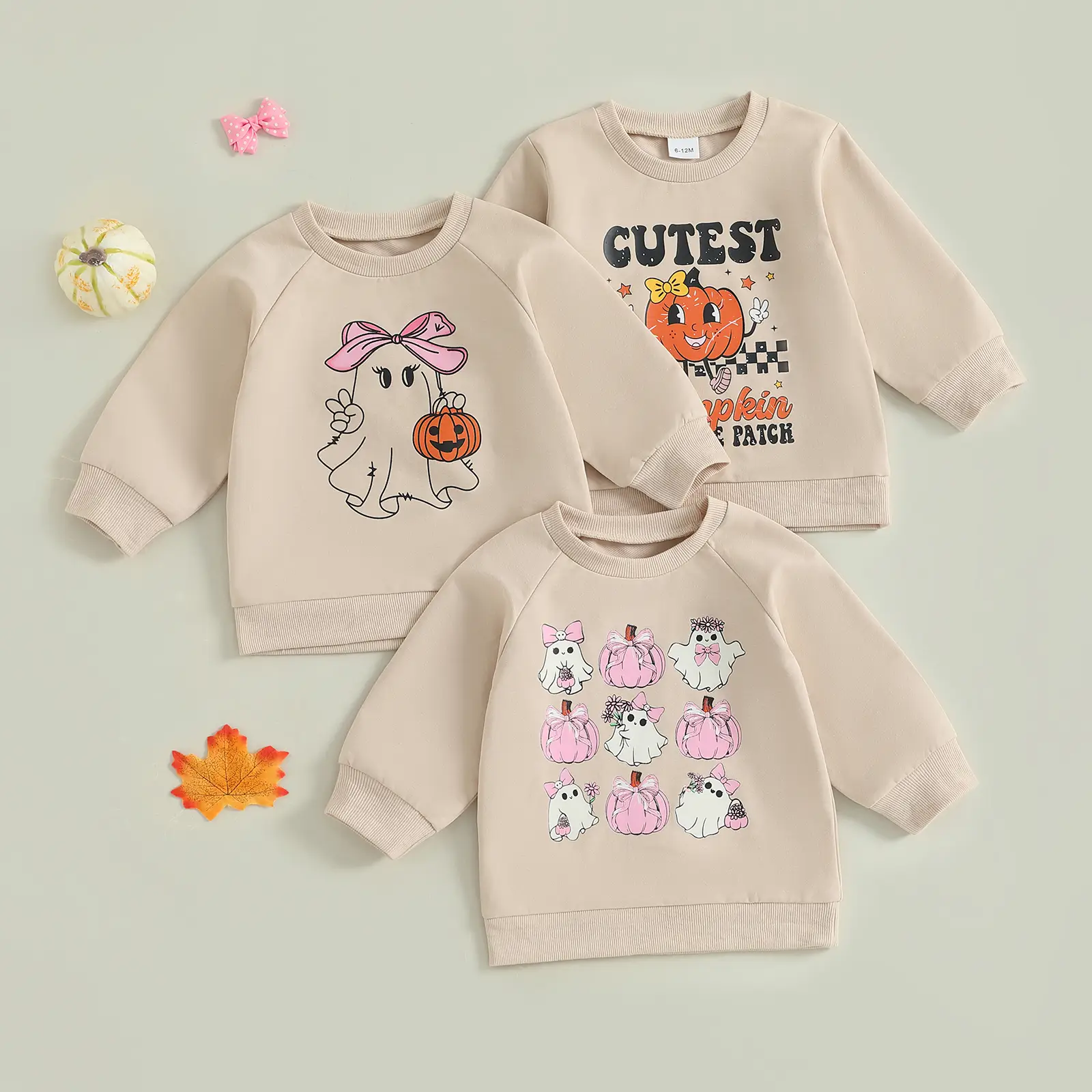 Toddler Baby Girls Halloween Sweatshirt Ghost Pumpkin Print Stylish Loose Fit Casual Long Sleeve Pullover 1-5 Years