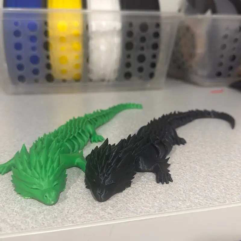 3D Printed Large Articulated Black Dragon - Flexible, Poseable Fidget Sensory Toy, Desk Pet Decoration, Collectible Fantasy Figure, Gift for Dragon Lovers