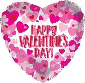 PMU Valentines Day Heart Shaped Happy Valentines Day Balloons Hearts on Pearl 18 Inch Mylar-Foil Balloon Proposal, Special Events, Photo Props Party Decoration and Accessories