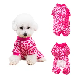 Single Piece Pet Clothes Dog Puppy Poodle Costume Leopard Print Four-Leg Design Cat Clothing Teddy Bichon Jacket, Stylish & Comfortable