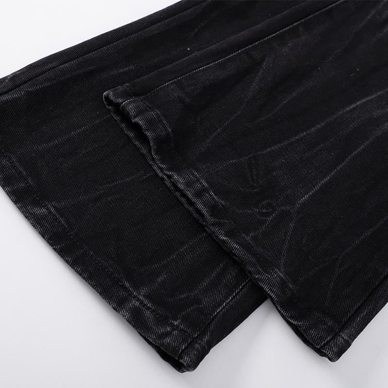 Men's Spring and Autumn Solid Color Vintage Washed Denim Pants, Loose Straight-Leg Workwear Casual Pants, Trendy New Floor-Length Jeans, Couple's Washed Wide-Leg Pants, Street Style Versatile Fashionable Men's Trousers, Men's Jeans Suitable for Everyday W