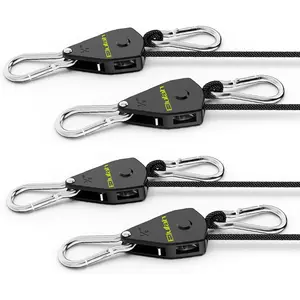 4-Pack 1/8" Tie-Down Ratcheting, 10ft Adjustable Length Rope Hanger