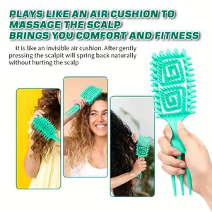 CANDY BRUSH Wet Curly Hair Brush - Defining Curl Detangler, Hollow Back Design, Trident Handle, Reduced Hair Pulling, Styling Tool for All, 1pc