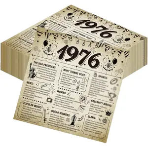 50th Birthday Disposable Paper Napkins Party Decorations, 1976 50th Vintage Birthday Napkin Tableware Decoration for Women Men, 50 Year Old Themed Party Supplies Serve 24