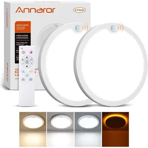 2Pack Motion Sensor Ceiling Light with Remote, Night Light 2000K, 8.7 Inch Wired Flush Mount 3000K/4000K/5000K, 1800LM Dimmable Motion Sensor Light Indoor for Closet Hallway Stairs White