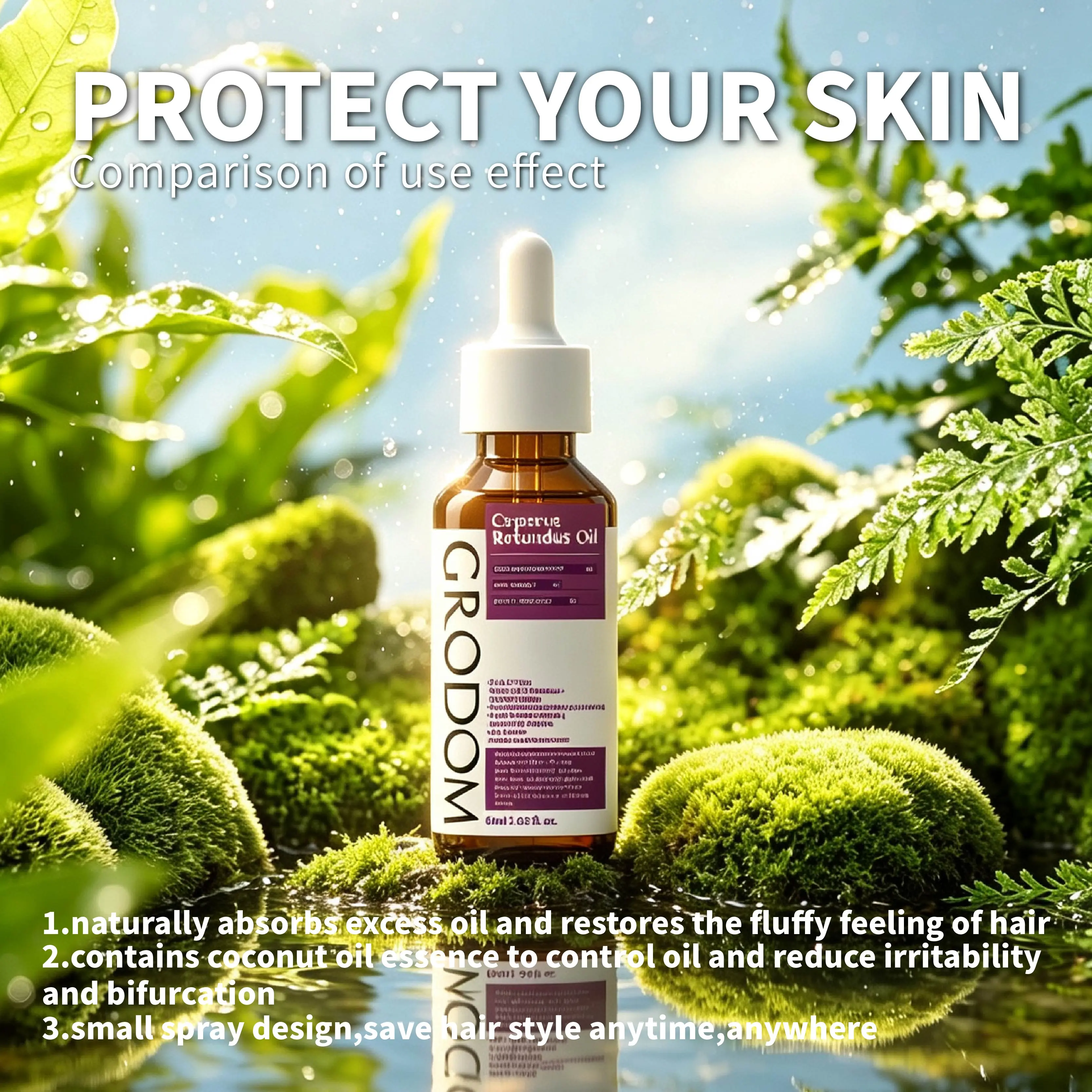 GRODOM Hair Growth Inhibitor Oil with Cyperus Rotundus to Slow Body Hair Growth - Gentle Cosmetic Body Care that Soothes All Skin Types for Women & Men, 60ml