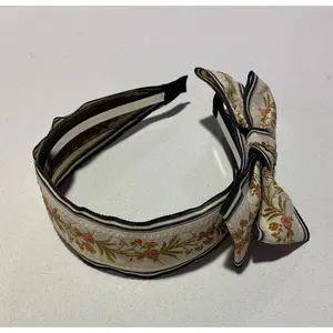 Side Bow Floral Cream Headband