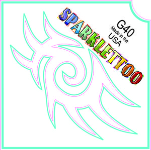 212 MAIN Ruby Red G40-1 Tribal Tattoo Stencils, 2x2 in Square, 2-Ply, Glitter Effect, Child-Safe, Easy-to-Apply, 100-Pack (Men's Special Occasion Costume Accessory)