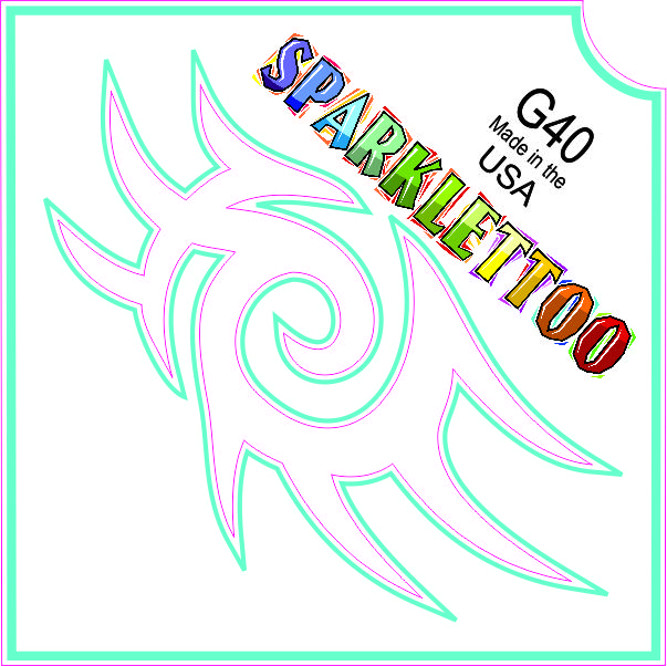 212 MAIN Ruby Red G40-1 Tribal Tattoo Stencils, 2x2 in Square, 2-Ply, Glitter Effect, Child-Safe, Easy-to-Apply, 100-Pack, Men's Special Occasion Costume Accessory