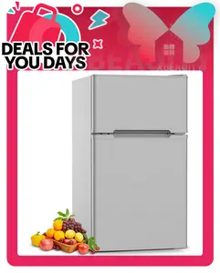 Mini Compact Refrigerator, 3.2 Cu.Ft. Separate Freezer Double 2-Door Adjustable Removable Shelves For Basement/Apartment/Dorm/Office,GREY summerwins,summerwins