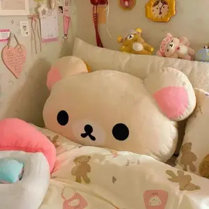 Rilakkuma Plush Pillow Soft Stuffed Bear Cushion Cute Cartoon Throw Pillow Home Bedroom Sofa Decor Comfort Sleeping Doll Gift