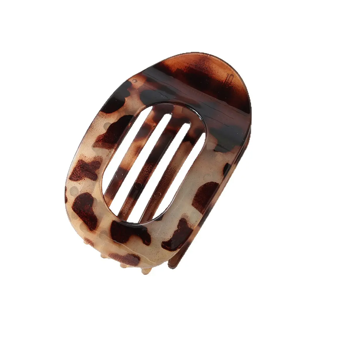 Elliptical hair clip   solid gray white