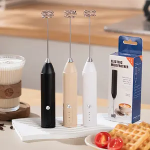 Rechargeable Electric Milk Frother, Handheld Foam Maker with Stainless Steel Whisk, Coffee Frother Mixer, Ideal for Coffee Latte Cappuccino, Home Camping Travel Gift