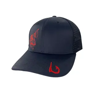 Redfish Outline on Black Snapback Hat for Outdoor Lovers - Durable Comfort for Every Adventure
