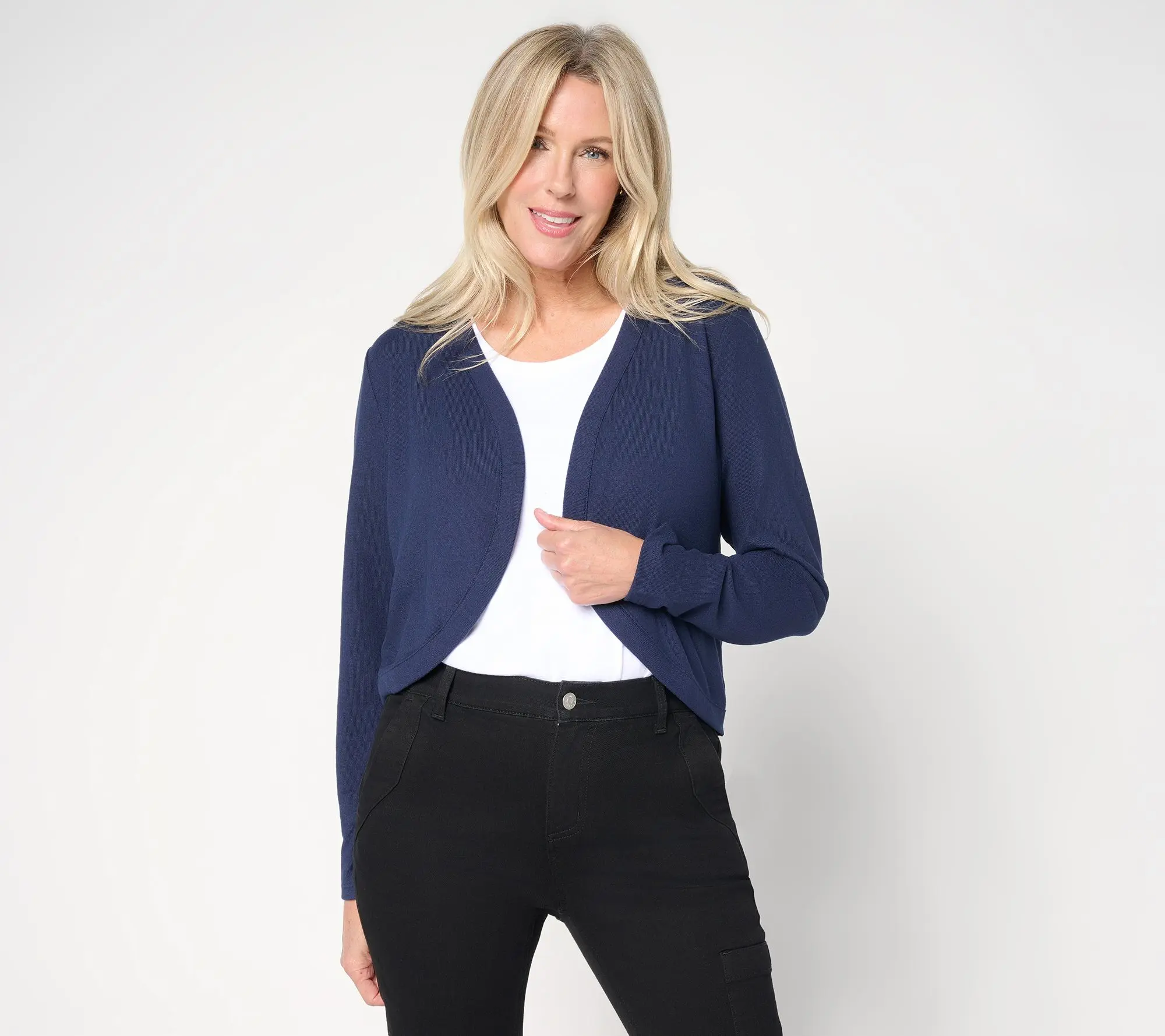 Denim & Co. Heavenly Jersey Long Sleeve Shrug Cardigan