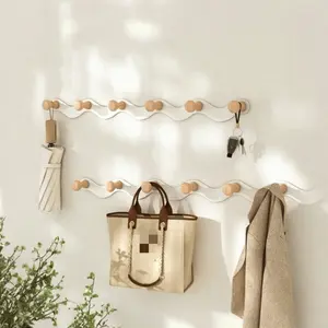 No-Drill Wall-Mounted Clothes Rack, Suitable for Entryway, Bedroom, Multiple Hooks, Hangs Clothes and Hats, Easy Installation, Multifunctional Organizer