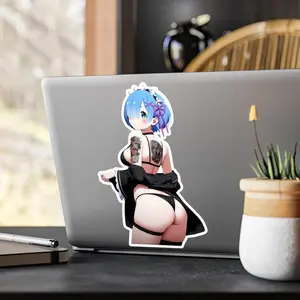 Rem Re Zero Sticker: Lewd Anime Waifu, Tattooed Goth Girl Vinyl Decal