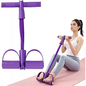 Multifunctional Pedal Resistance Band, 8-Tube Stretch Band with Handle, Fitness Shaping Yoga Exercise Equipment, Yoga Stretching Rope, Natural Rubber Tension Rope, Workout Bands, for Abdominal, Leg, Arm, Back Slimming Training