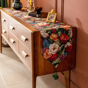 High - end Fabric Table Runner with Jacquard and Tassels for Home - stay Living Rooms, High - end Sense, Sideboard Mat, Tea Runner, Tea Mat