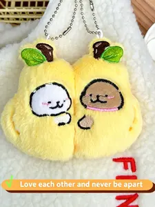 Style Plush Keychain Set, Soft Cartoon Embroidered Magnetic Design, Perfect for Backpacks, Ideal for Students, Couples, Friends