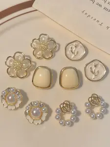 Faux Pearl & Flower Decorated Stud Earrings, Elegant Jewelry for Women, Trendy All-match & Exquisite Jewelry for Birthday Gift