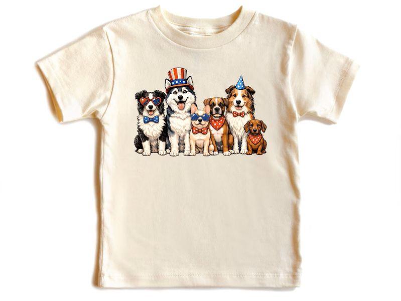 Patriotic Dog T-Shirt, 4th of July Puppy Shirt, America 250th Independence Day Shirt, Patriotic Youth Tee, Patriot T-shirt, Youth and Adult T-shirt, Matching Family clothing