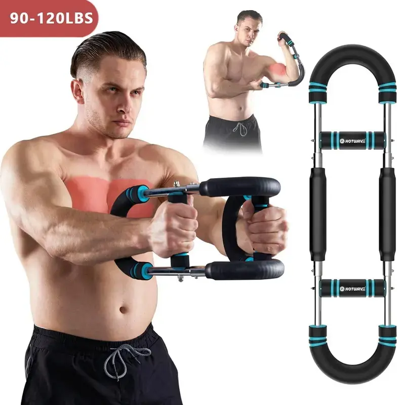 Adjustable Fitness Bar with Spring Resistance - Portable Strength Training Equipment for Men’s Home Fitness, Shoulder Muscle Training, Arm and Chest Workouts, Spring Tension Pull