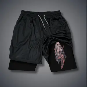 Slim compression fit Viral Double-Layer Graphic Sports Shorts "Naughty Sexy Naked Lady Ghost"  Unisex Fit Streetwear Camo/Black Athletic Shorts for Vacation & Daily Outfits Breathable Quick-Drying Polyester Fabric