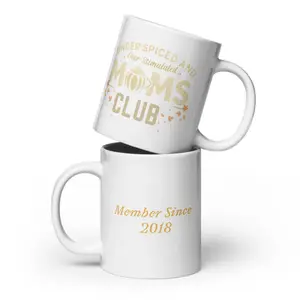 Under Spiced & Over Stimulated Moms Club Mug - 11 oz Ceramic Reusable Dishwasher Safe Coffee Cup for Moms - Perfect Gift for Motherhood & Caffeine Lovers