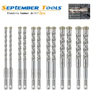 12-Piece Cross Alloy Drill Bits, Heavy-Duty Power Tool Accessories for Concrete Drilling, Wall Punching with Electric Impact Tools