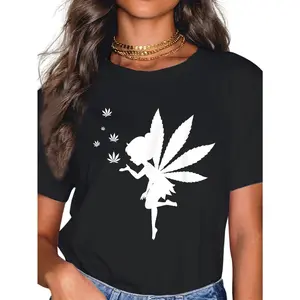 100% Cotton Weed Fairy Marijuana Fantasy Leaf Stoner Pot Smoker Cannabis T-Shirt