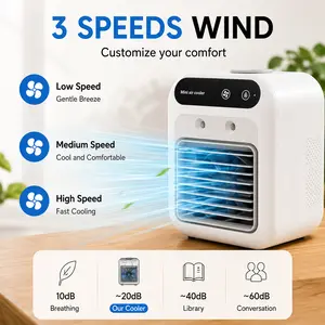 Portable Mini Air Cooler Fan, Personal Evaporative Cooler with 2 Speeds & Mist, USB Rechargeable 1800mAh Desk Fan for Home, Office, Bedroom & Travel