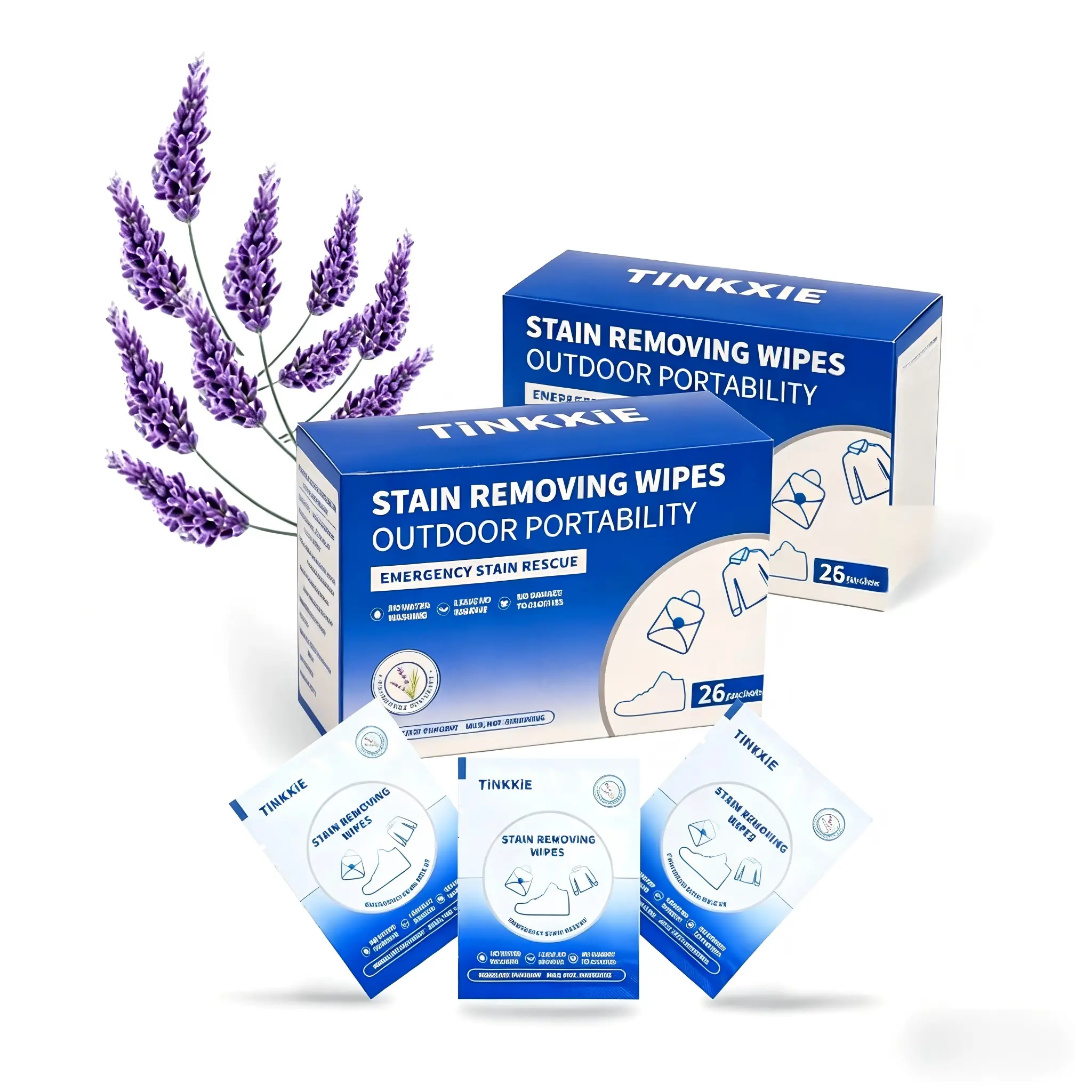 Stain Remover Wipes for Clothes & Fabric - 2 Boxes of 26-Pack Individually Wrapped Portable Wipes, Instant Cleaner for Shirts, Shoes, Jackets, Ideal for Travel & On-the-Go Home Care, Shirt