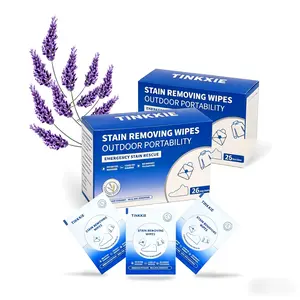 2 Boxes of 26 Pack Stain Remover Wipes for Clothes & Fabric – Instant Clothing Stain Remover for Shoes, Shirts & Jackets, Individually Wrapped Portable Wipes for Travel & On-the-Go Cleaning