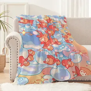 Ponyo Cartoon Flannel Throw Blanket Soft Plush Warm Comfort for Sofa Bedroom Travel Gift  Home Textiles A versatile and stylish blanket that can be used for cheering and also make a great gift for fellow fans.