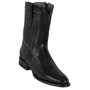 69Z0705 MEN LOS ALTOS BOOTS TEJU ROPER BLACK LEATHER BOOT