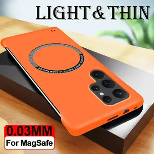 Hard PC Frameless Magnetic Phone Case For Samsung Galaxy S23 S22 Plus S24 Ultra Magsafe Matte Thin Cover