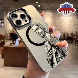 Phone Case for iPhone 15 16 14 Pro Max 13 12 11 XR XS Plus Halo Jesus Pattern Full Body Protection Anti-Scratch PC Smartphone Cover Cellphone Protective