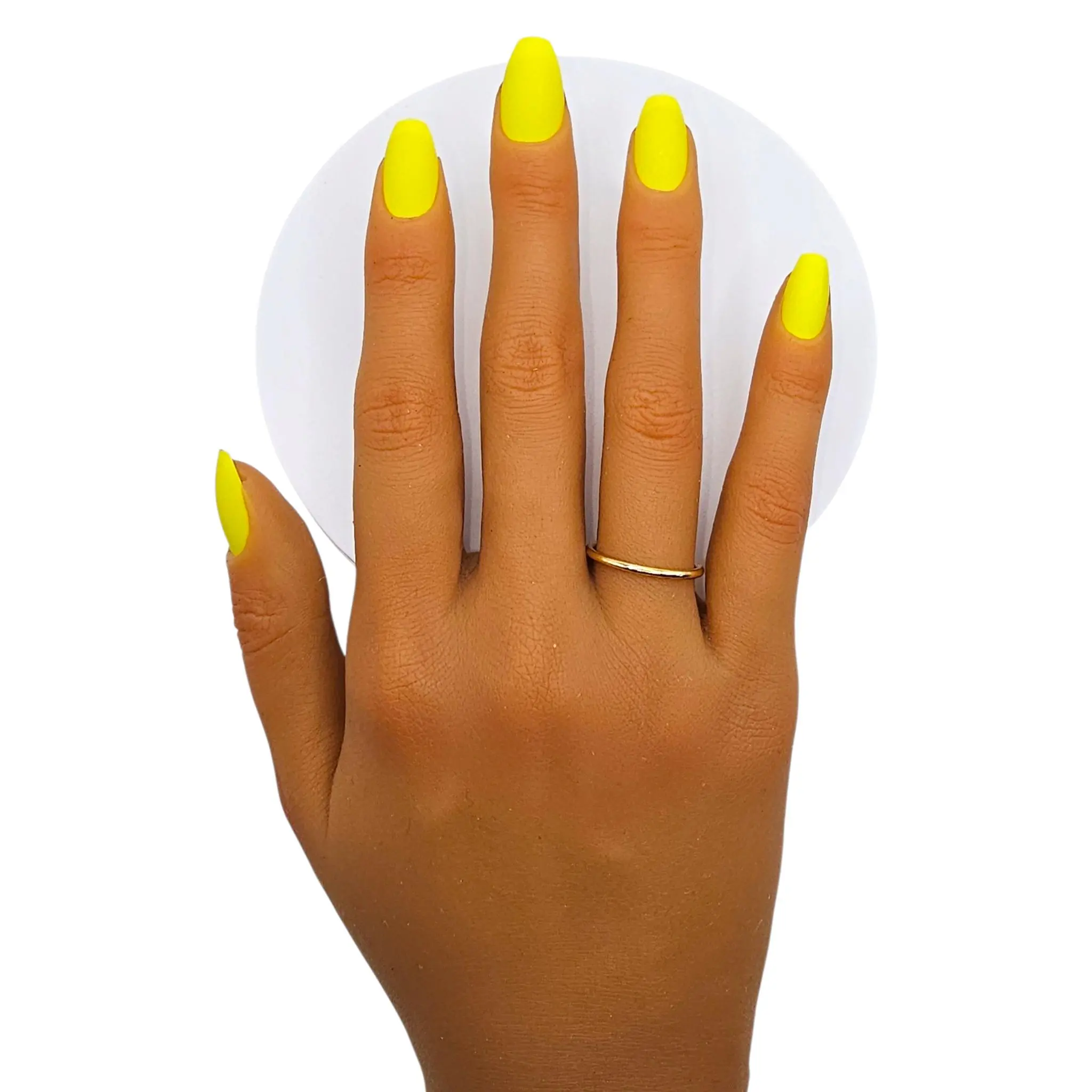 Miami Nights Press-On Nails Neon Yellow Short Coffin Set for Beachside Days & City Nights with Rodeo & Wilshire Beauty Glass Top Coat
