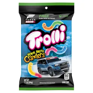 Trolli Sour Brite Crawlers, Candy, Cherry-Lemon, Strawberry-Grape & Orange-Lime, Sweet and Sour, Gummy Worms, Back to School Sweet Treat, 7.2 oz