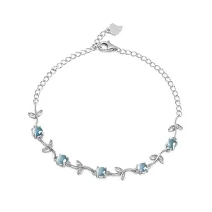 Sliver Natural Jade Bracelet Jadeite Blue Water Fresh Ice Seed Women's Fashionable Jewelry For Wedding Christmas Gifts