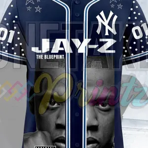 JAY-Z Blueprint Jersey, Concert Outfit, Fully Personalized Graphic Baseball Jersey NMQ J8Q