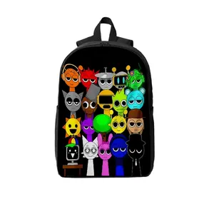 All-Character Print 17-Inch Laptop Backpack — Crafted from durable polyester and featuring breathable shoulder straps, two-way zippers, and side pockets. An ideal choice for travelers and rhythm game enthusiasts.