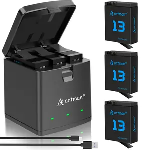 A Artman Hero 13 Battery 2100mAh for Hero13 Black, and 3-Channel LED USB Charger Fully Compatible with GoPro Hero 13 Battery and Charger (3-Pack) Visit the A Artman Store