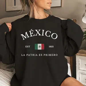 Mexico Print Graphic Sweatshirt Long Sleeve Tops Pullover Fall Outfit Sweatshirt for Women Long Sleeve Shirts Crewneck Fashion Outfits 2025 Trendy Tops Unisex Sweatshirts